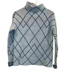 Christian Siriano Mock Neck Plaid Knit 24%  Merino Wool  Sweater Size Small
